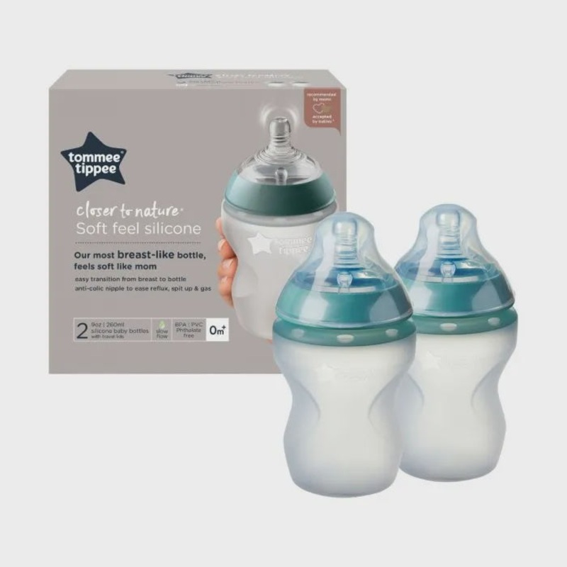 Tommee Tippee Closer to Nature Silicone Baby Bottle 2pk – 260ml