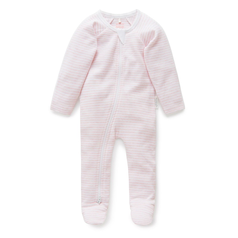 Zip Growsuit – Pale Pink Malange Stripe