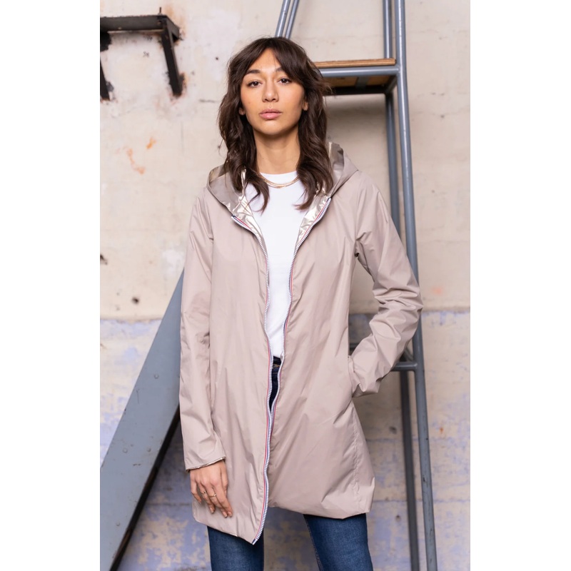 Long Reversible Raincoat- Nude