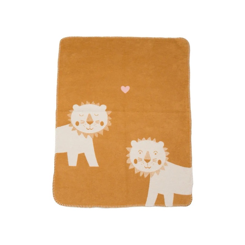 MILA baby blanket – lions in love – gold
