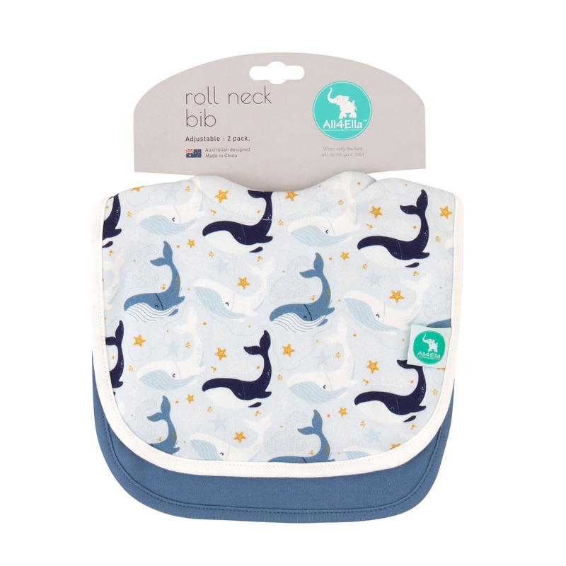All4Ella | Roll Neck Bib 2pk – Whales
