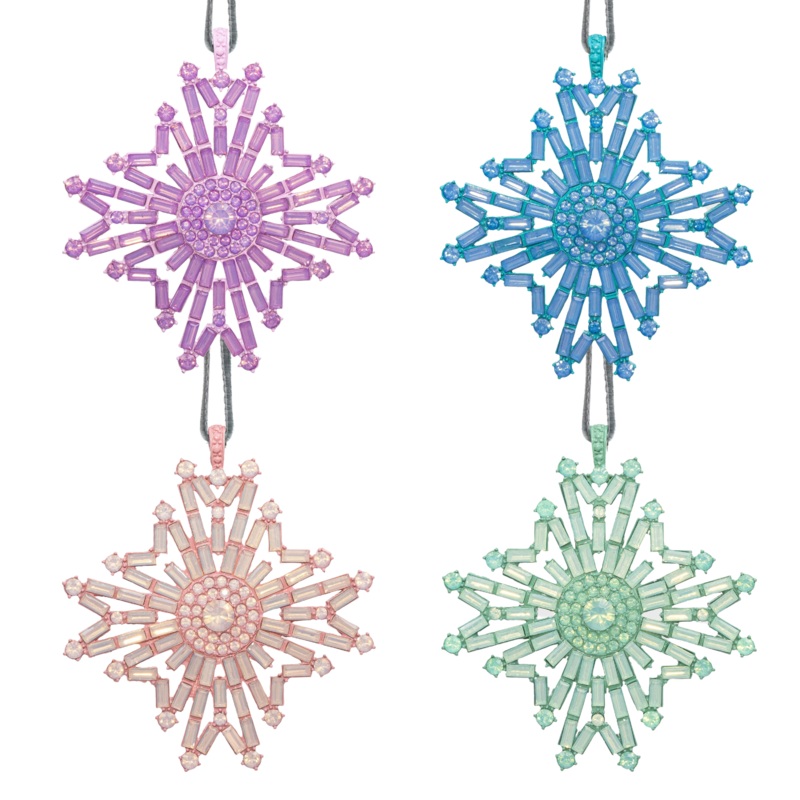 Baguette Snowflake Hanging Ornaments Boxed Set in Sherbet