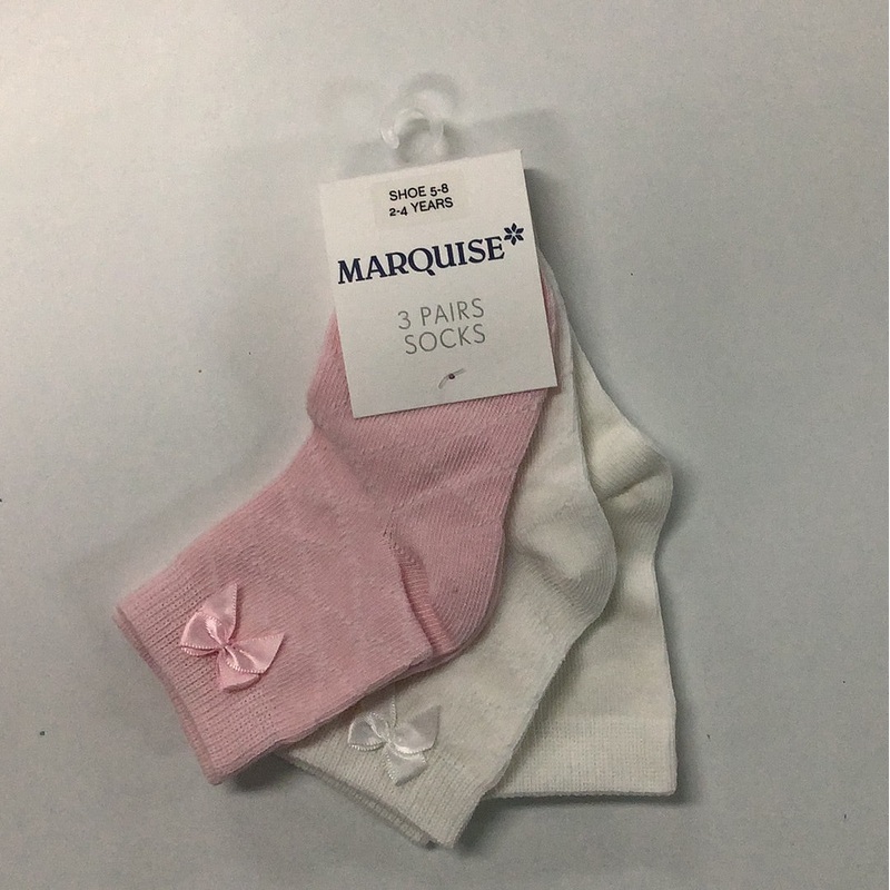 Marquise 3pk socks in cream & pink