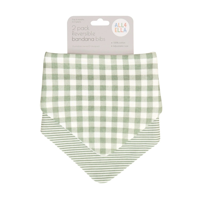 Bandana Bibs 2pk – Gingham Sage
