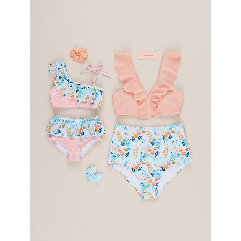 Mom & Me Pretty Poppy Two-Piece Ruffle Swimsuit