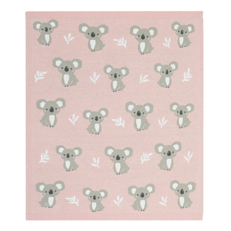 Living Textiles Australiana Baby Blanket – Koala/Blush