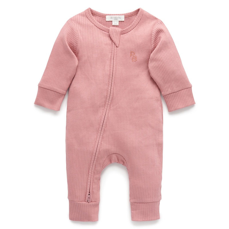RIB ZIP GROWSUIT – CRAB APPLE