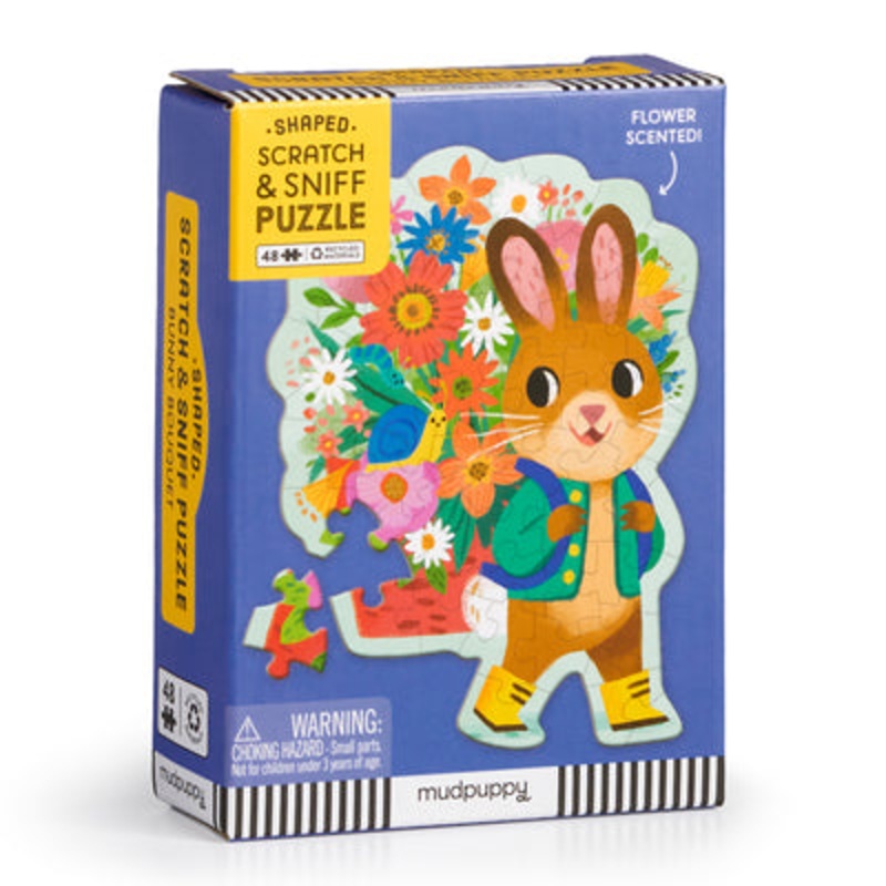 bunny bouquet 48 piece scratch & sniff shaped mini puzzle