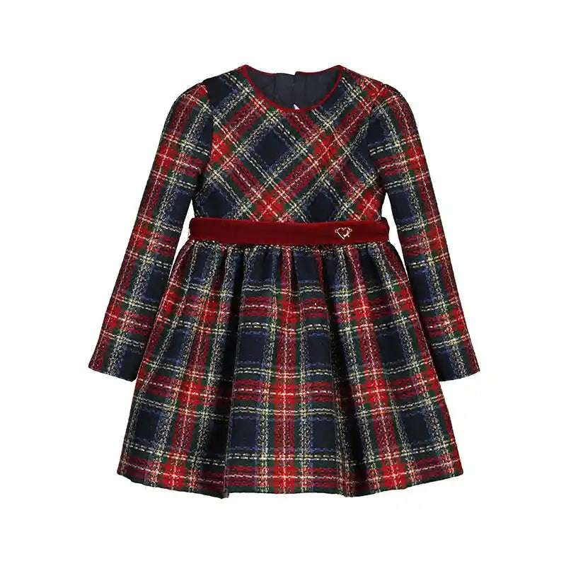 Plaid Dress Navy Cherry 4911