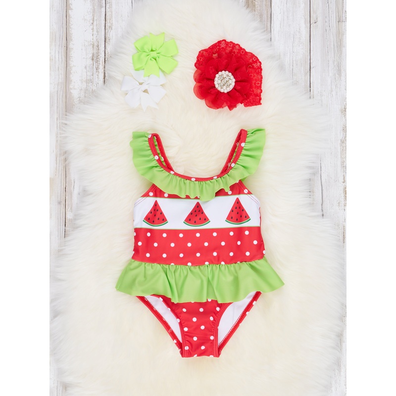 Watermelon Ruffle One-Piece Swimsuit