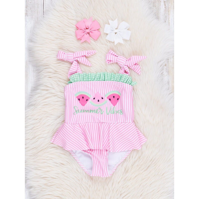 Watermelon Summer Vibes Ruffle Swimsuit