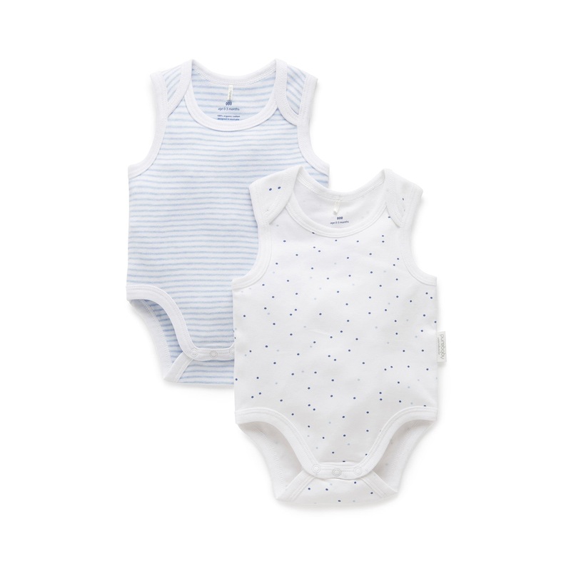 2 Pack Singlet Bodysuit – Spot/Melange Stripe