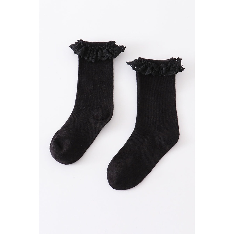 Black Knit lace girls socks