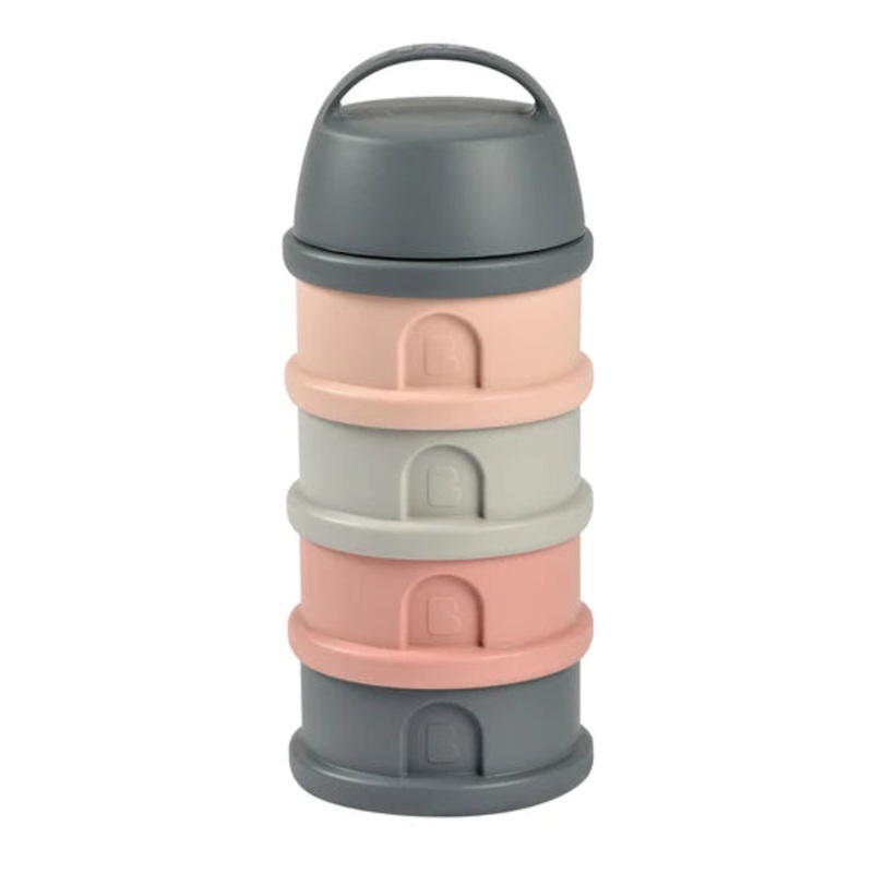 Beaba Stacked Formula Milk Container – Mineral Grey/Pink
