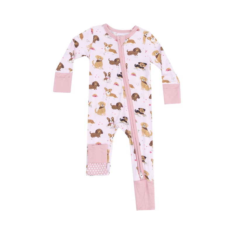 Best Friend Dogs Pink 2 Way Zipper Romper