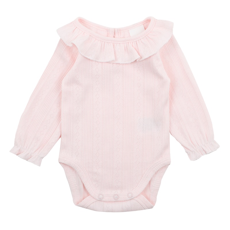 PINK POINTELLE LS BODYSUIT