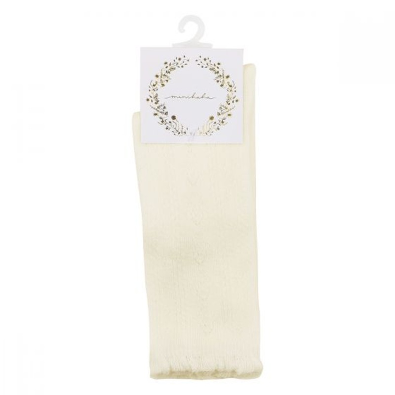 POINTELLE KNEE HIGH SOCKS – ALMOND