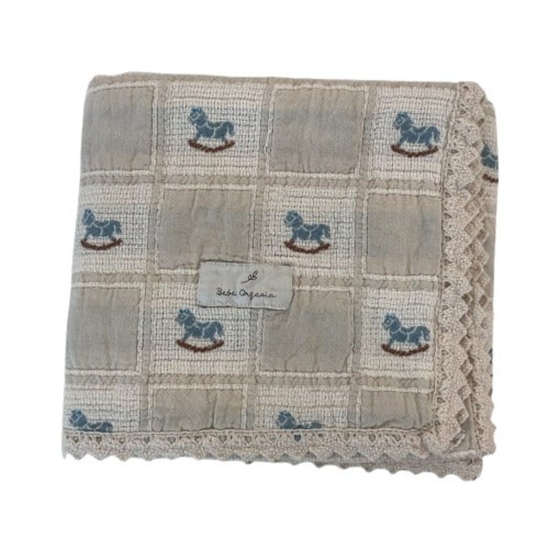 Baby Blanket | Patchwork | Sand Blue Horse | Bebe Organic  | SS25