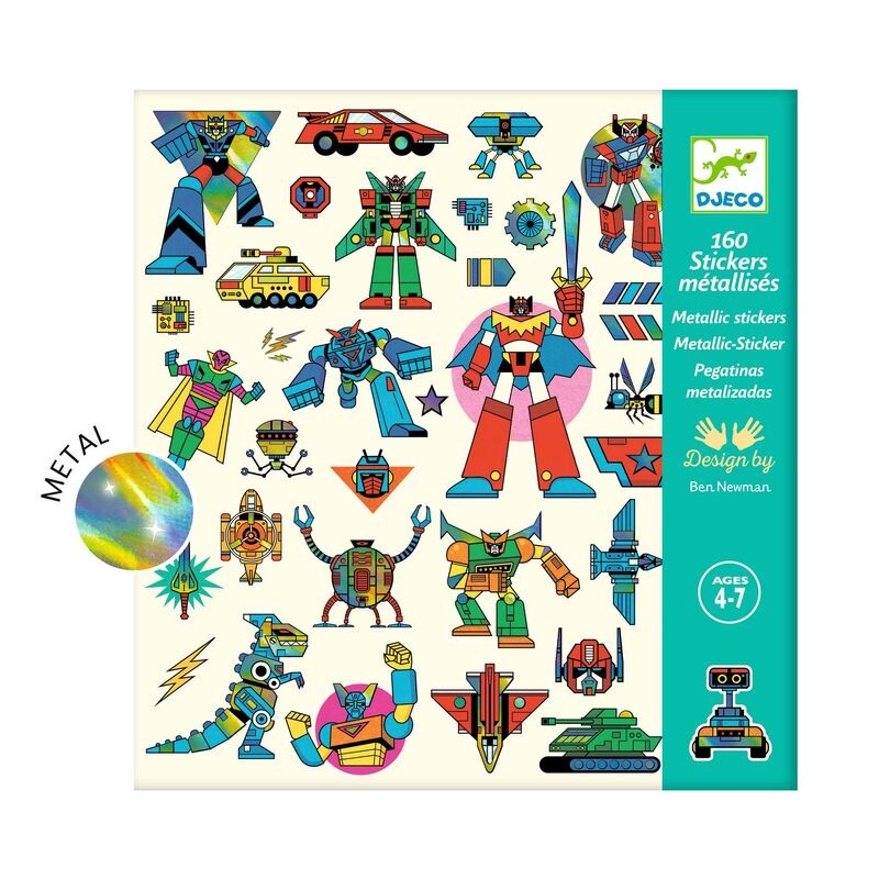 Djeco 160 Pce Metaliic Stickers – Robot