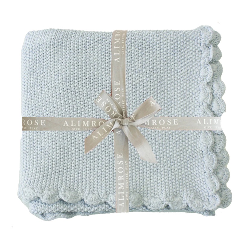 Mini Moss Stitch Baby Blanket – Powder Blue