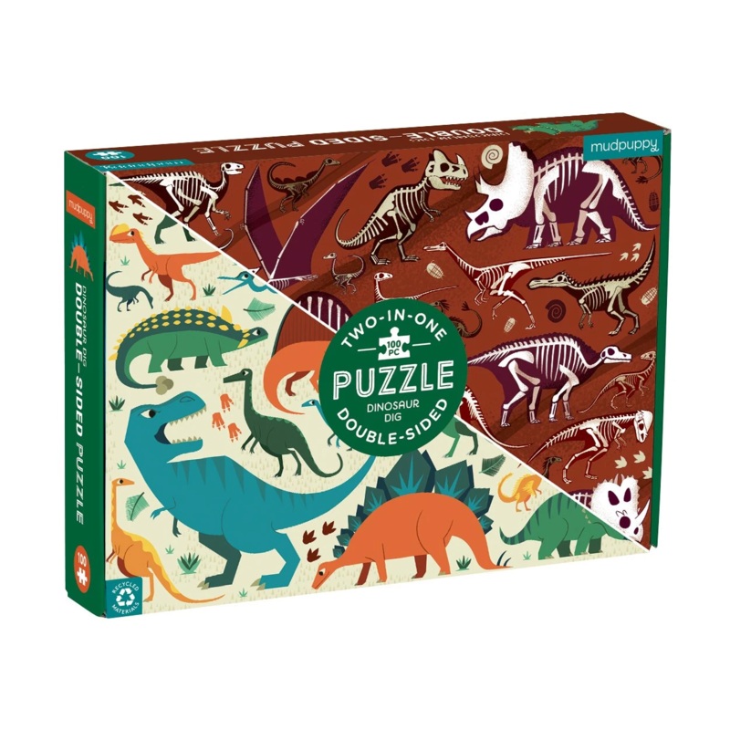 Mudpuppy dinosaur dig 100 pc double sided puzzle