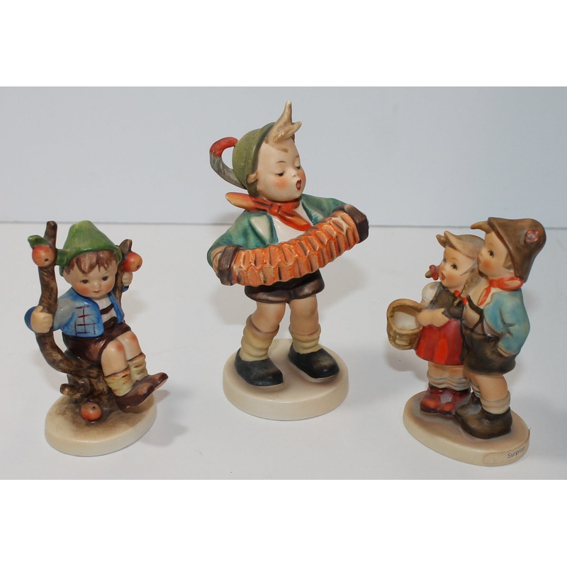 Hummel Figurine Lot Accordian Boy, Apple Tree Boy, Surprise  (AP 1589 )