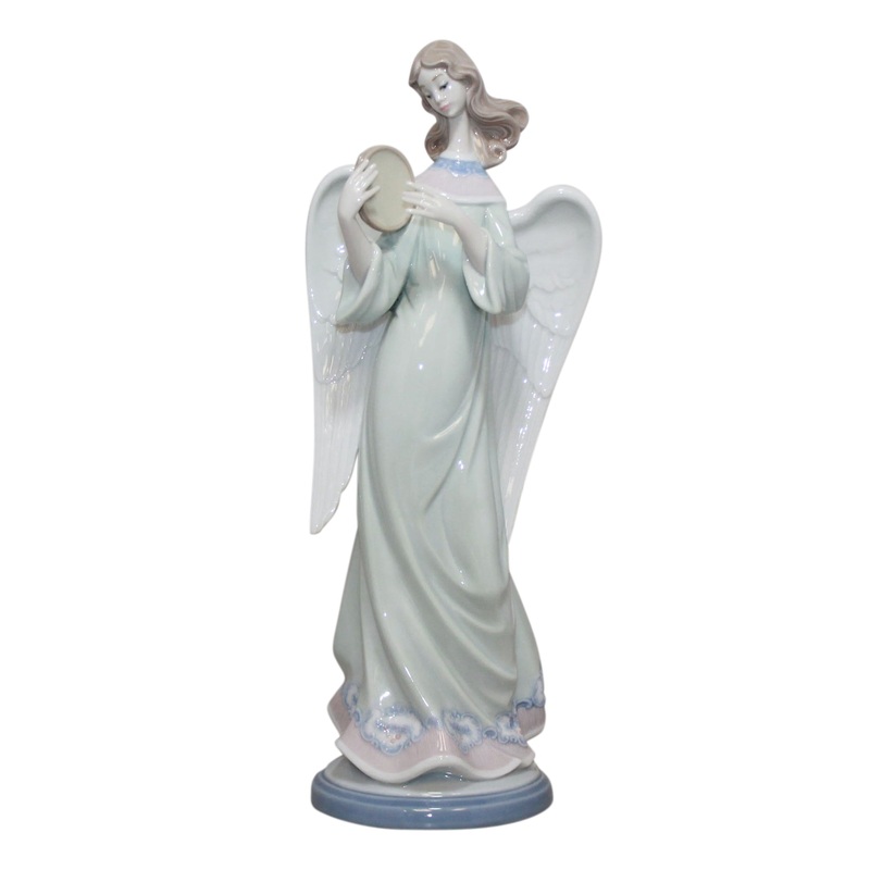 Lladr Figurine: 5950 Angel with Tambourine CandleHolder