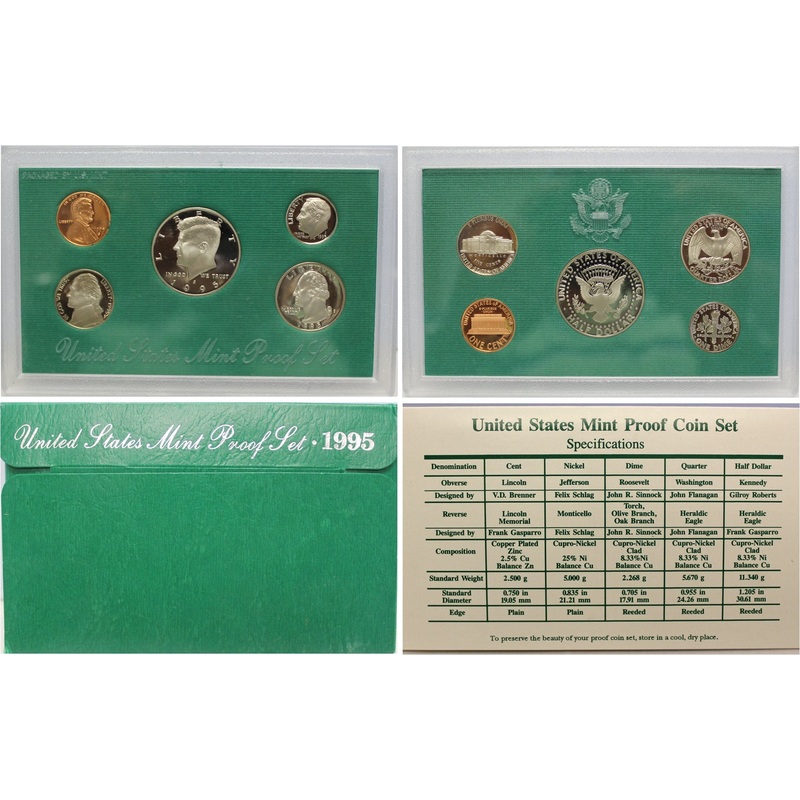 1995 Proof Set CN-Clad (OGP) 5 coins