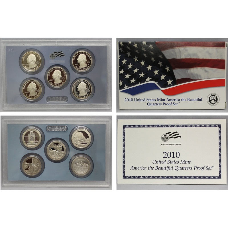 2010 America the Beautiful Quarter Proof Set CN-Clad (OGP) 5 coins