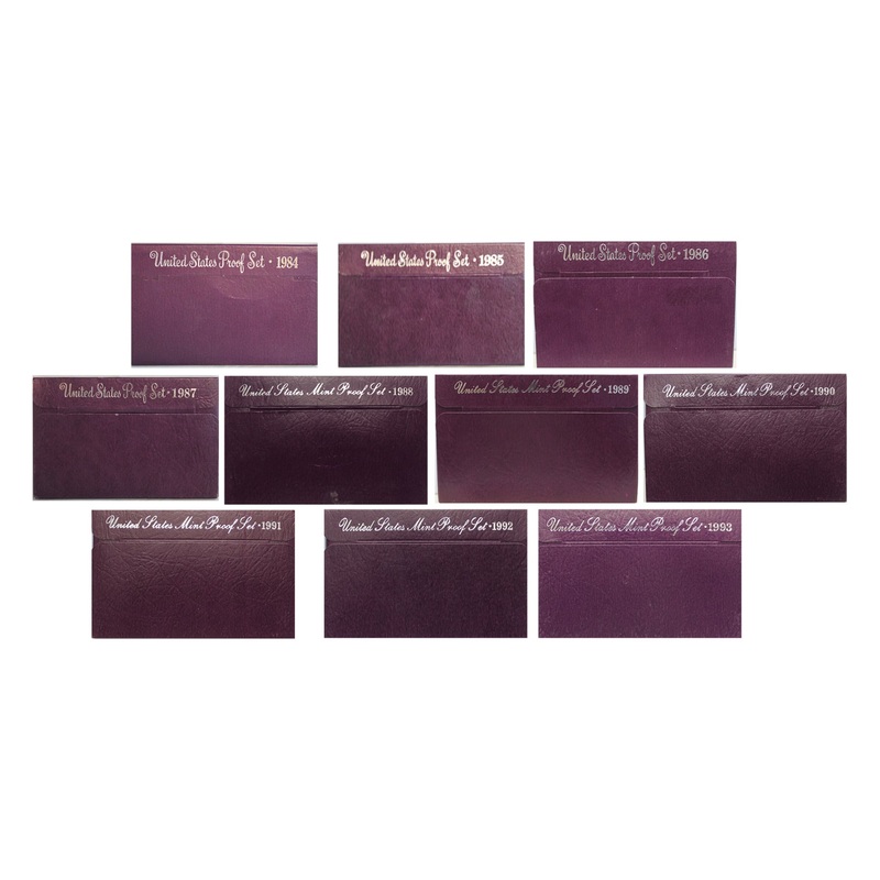 1984-1993 S Proof Set Run CN-Clad 10 Sets 50 Coins