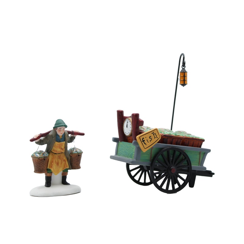 Department 56: 58149 Chelsea Market Fish Monger & Cart – Set of 2