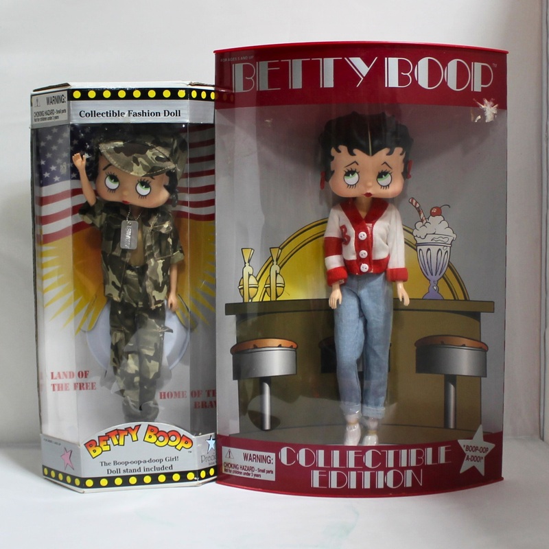 Lot of 2: Betty Boop Collectible Fashion Dolls | 1998 Carhop & G.I. Betty