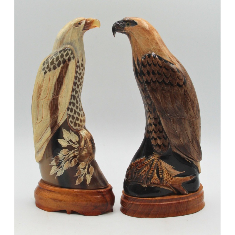 Horn Carved Eagle Figurines