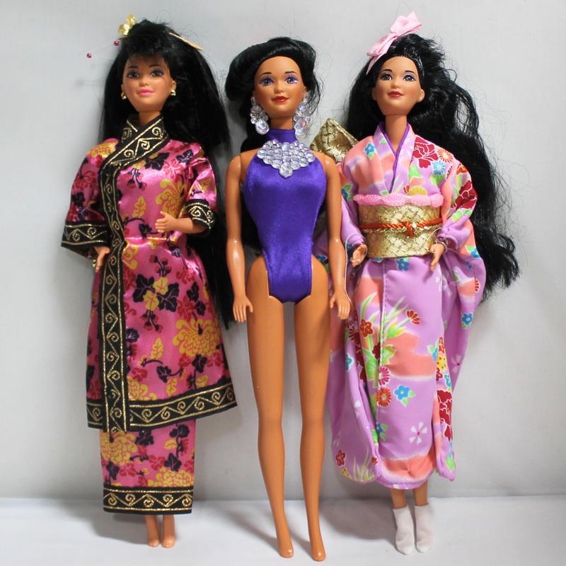 Lot of 3 Barbie Dolls: Chinese 11180, Kira 10956 & Japanese 14163