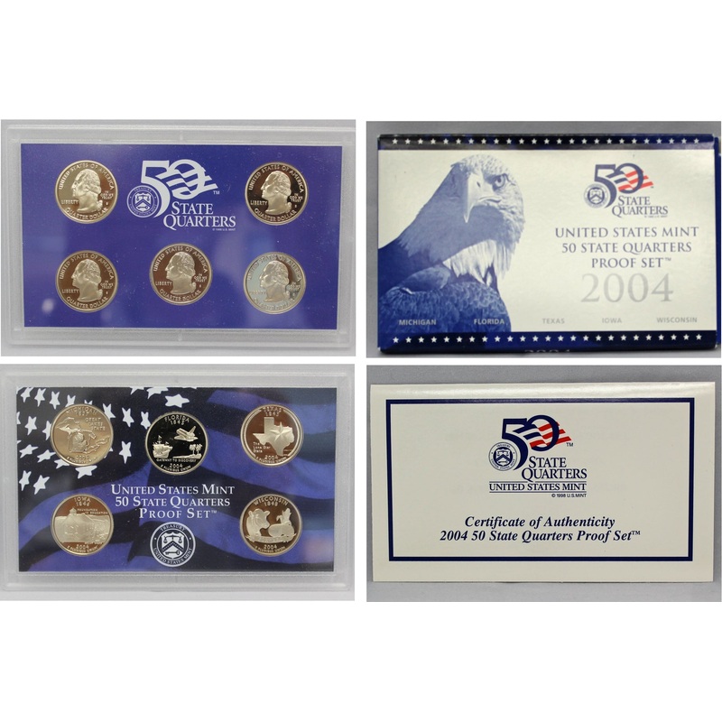 2004 State Quarter Proof Set CN-Clad (OGP) 5 coins
