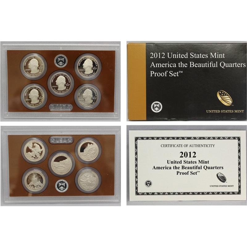 2012 America the Beautiful Quarter Proof Set CN-Clad (OGP) 5 coins