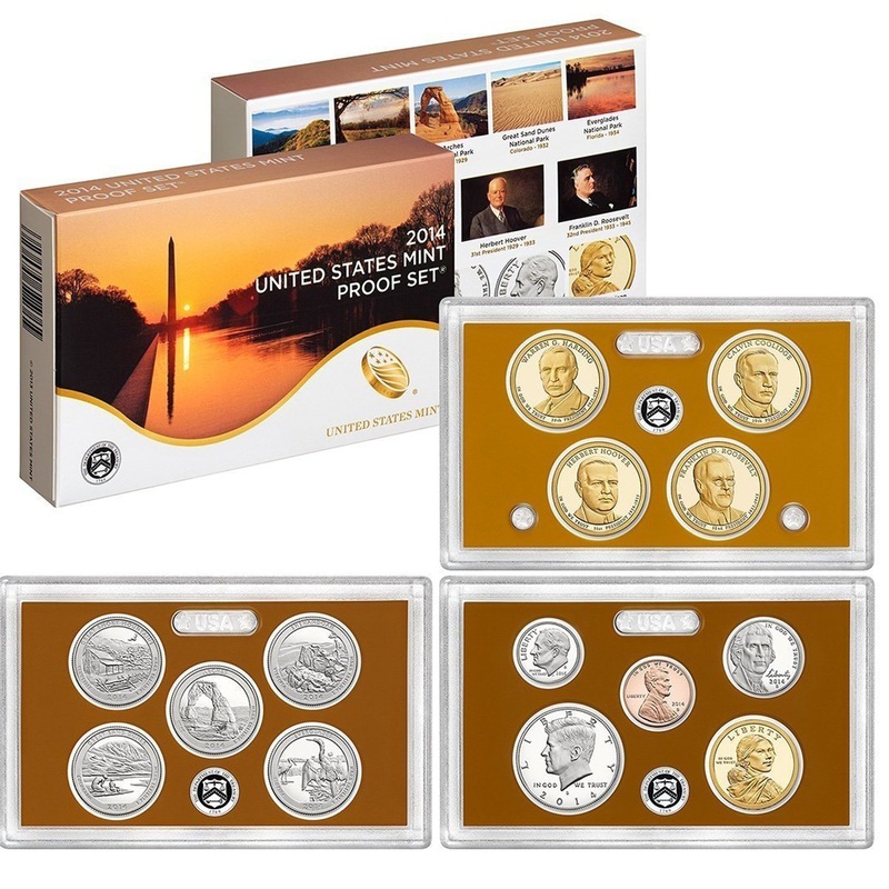 2014 Proof set 10 Pack CN-Clad Kennedy, Presidential Dollar, State quarters – (OGP) 140 coins