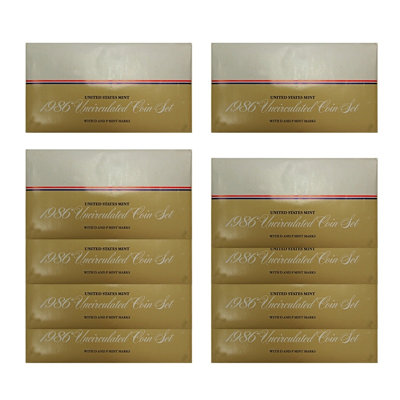 1986 PD US Mint set 10 Pack (OGP) 100 coins
