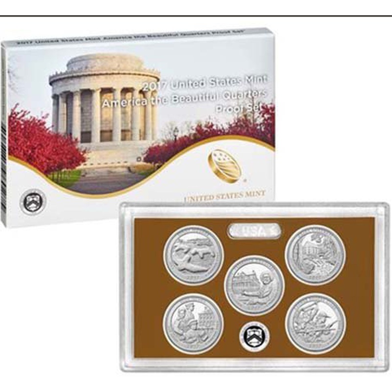 2017 America the Beautiful Quarter Proof Set CN-Clad (OGP) 5 coins