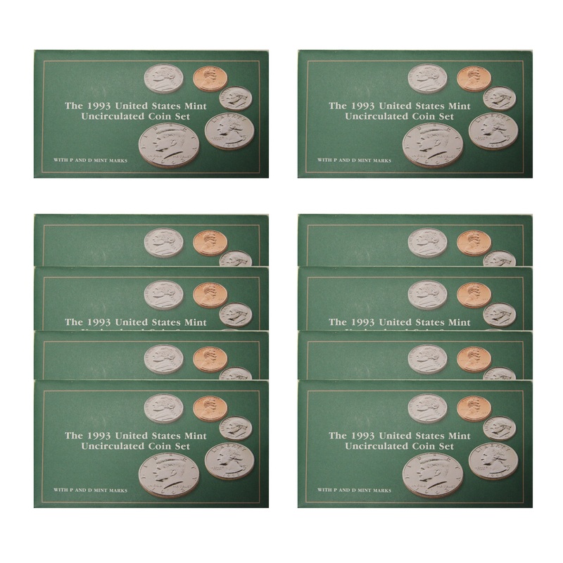 1993 PD US Mint set 10 Pack (OGP) 100 coins