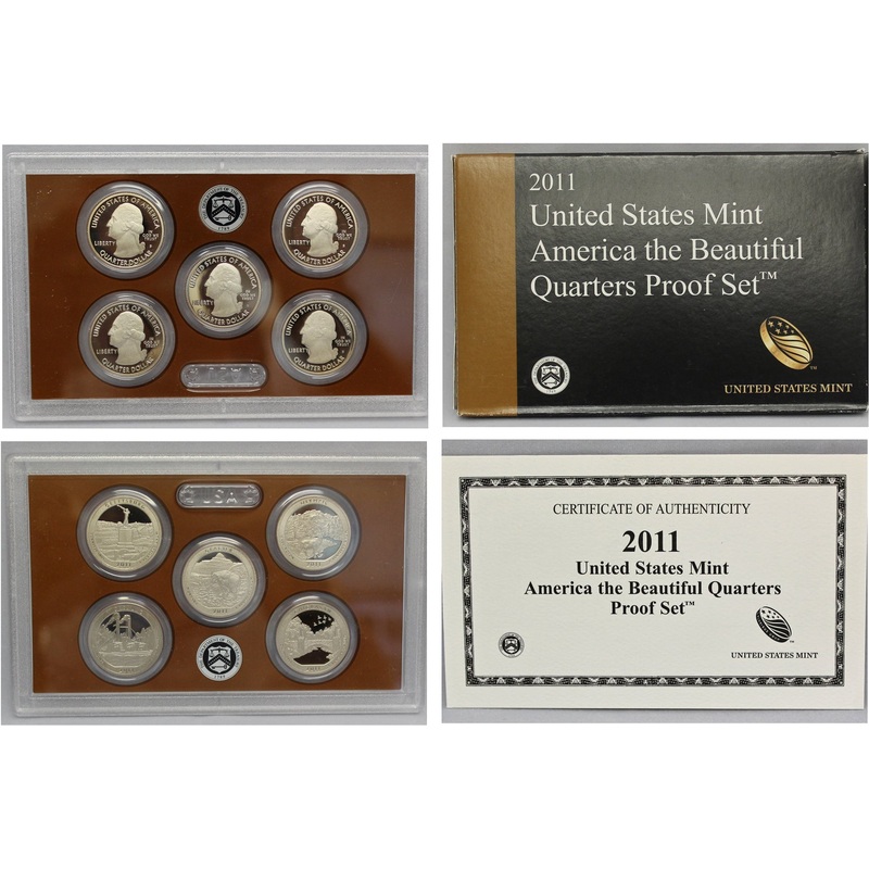2011 America the Beautiful Quarter Proof Set CN-Clad (OGP) 5 coins