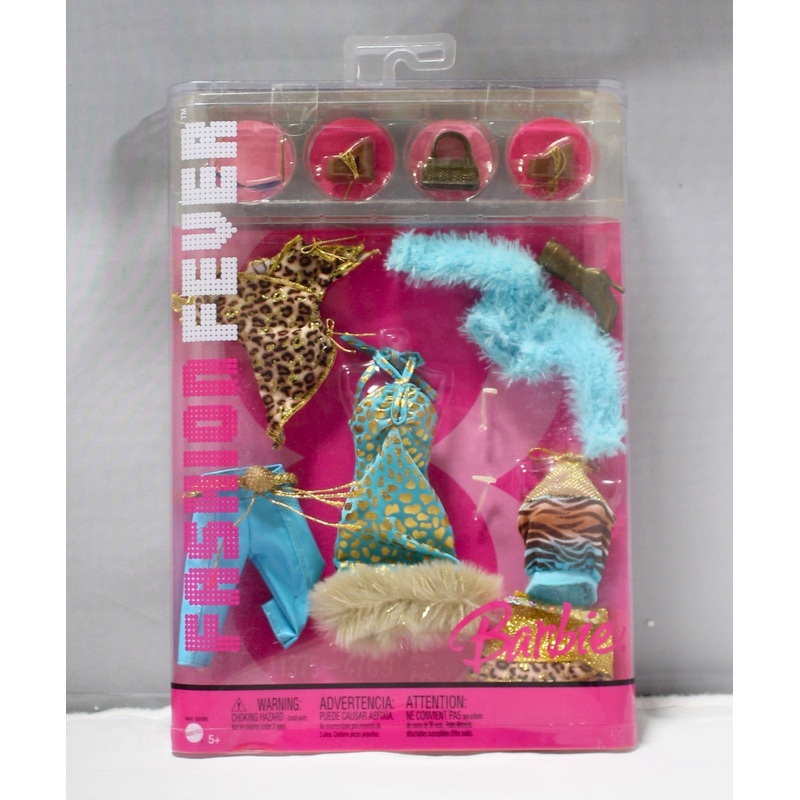 Barbie Fashion Fever Clothes and Accessories, Turqoise and Animal Print