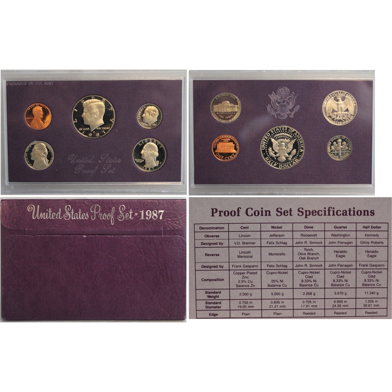 1987 Proof Set CN-Clad (OGP) 5 coins