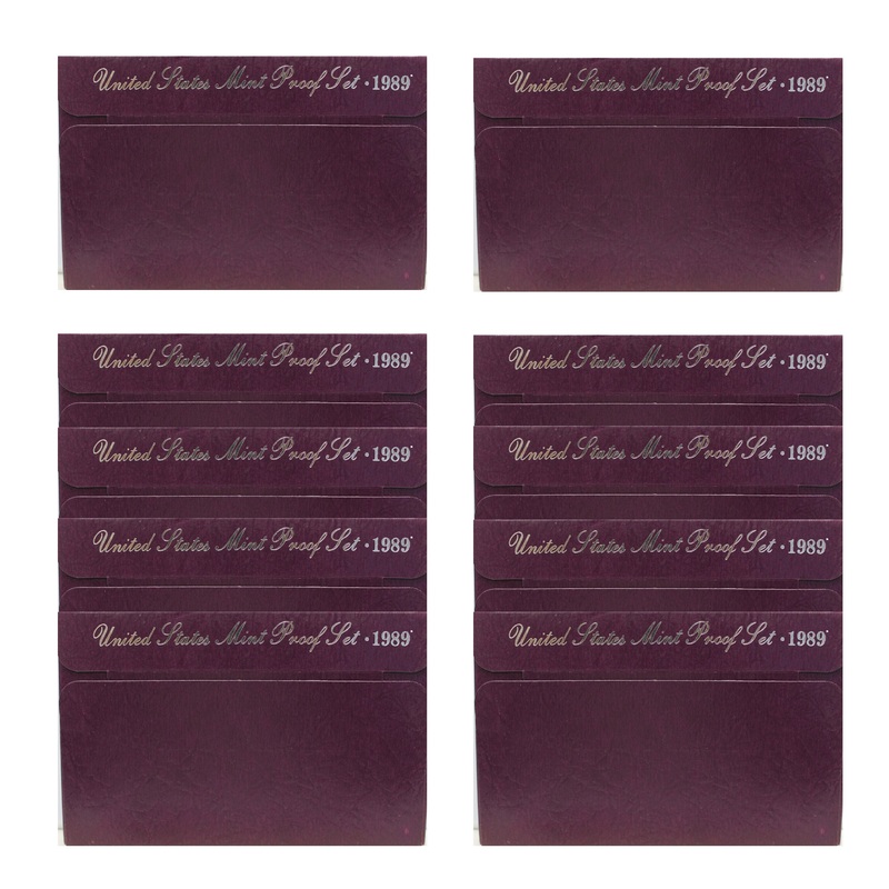 1989 Proof set 10 Pack CN-Clad Kennedy Half dollar Washington – (OGP) 50 coins