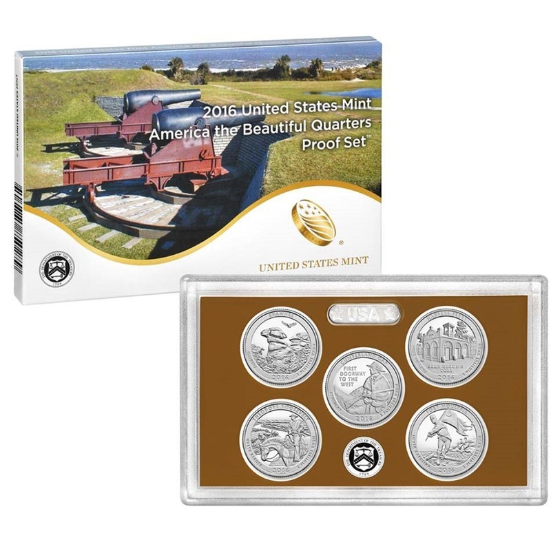 2016 America the Beautiful Quarter Proof Set CN-Clad (OGP) 5 coins