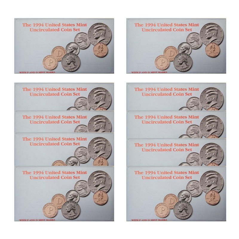 1994 PD US Mint set 10 Pack (OGP) 100 coins