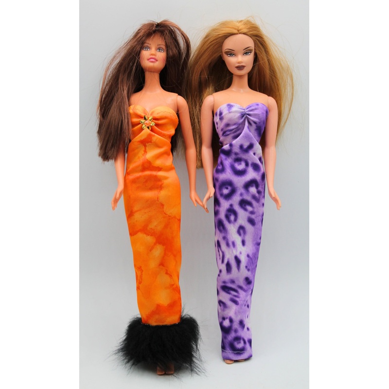 Lot of 2: Barbie & Hamilton Toy Dolls – Purple & Orange