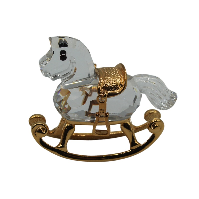 Swarovski Figurine: 199447 Gold Rocking Horse