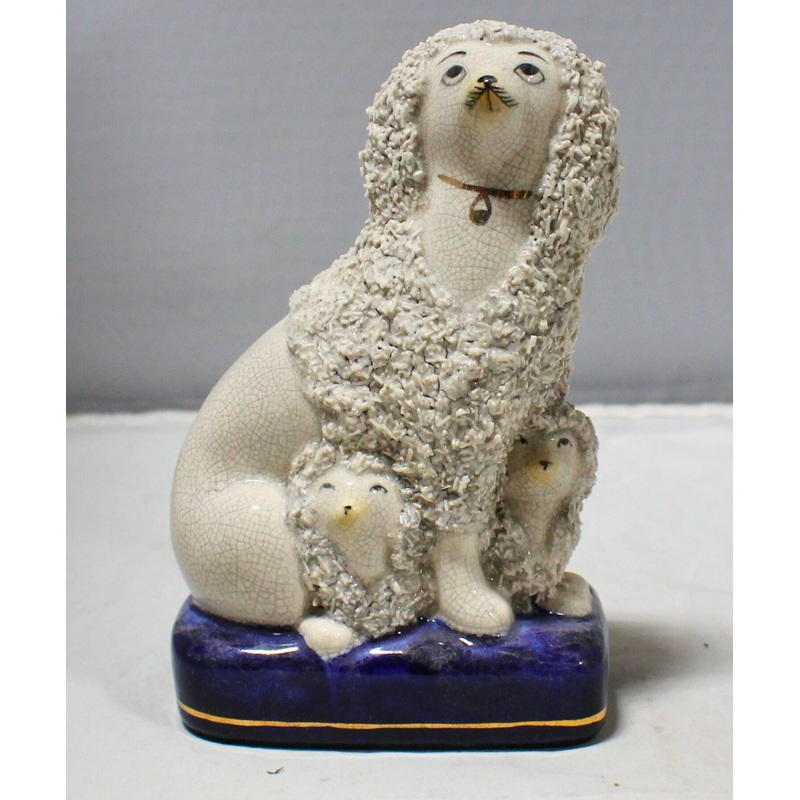 Staffordshire Poodle Dog Figurine Crazed