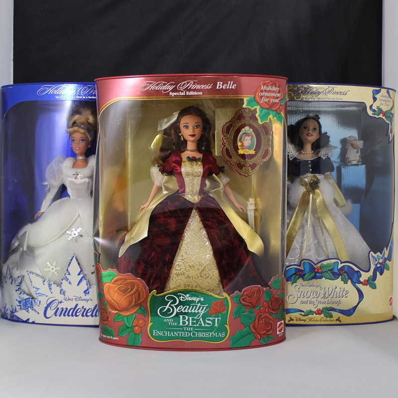 Lot of 3: Mattel Cinderella, Snow White, Beauty and the Beast Dolls